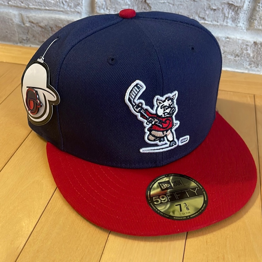 New Era 59Fifty The Puck Hog Fitted Hat Size 7 3/8 Navy UV 1 of 23 Free Hat Pin